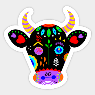 Folk Art Cow Sticker